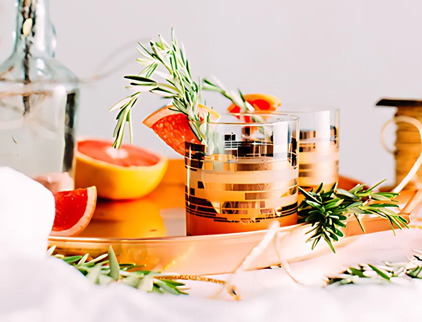 Herbal cocktails representing fragrance ingredients