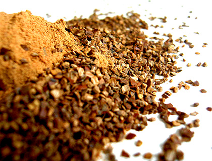 Raw material granules on white background